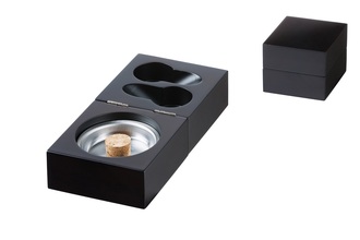 Angelo pipe ashtray, wood black-brown 2 shelves, open 20x 10x 4.3cm