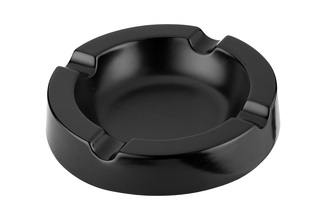 Angelo cigar ashtray, black matt ceramic 4 shelves, Ø 21.5 H. 4.5 cm