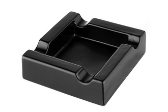 Angelo cigar ashtray, ceramic black matt 4 shelves, 18x 18x 5cm