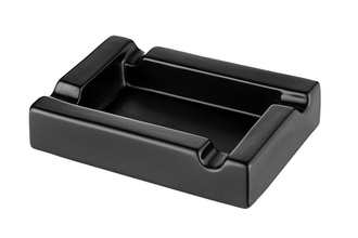 Angelo cigar ashtray, black matt ceramic 4 shelves, 23.5x 15.5x 5.3cm