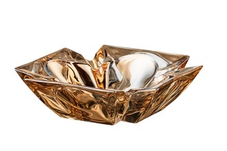 Angelo cigar ashtray, glass amber 4 shelves, 19x 19x 5.5cm