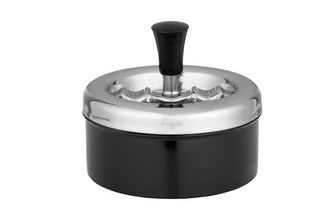 Angelo Premium spinning ashtray, metal high-gloss black, Ø 11cm