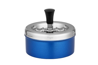 Angelo spinning ashtray Premium, metal blue metallic, Ø 11cm