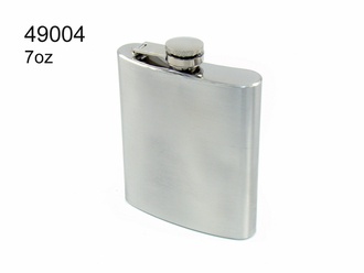 Angelo hip flask, metal brushed chrome, 7oz