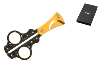 Angelo Cigar Scissor metal 12,8cm black/gold wirh Etui, extra sharp