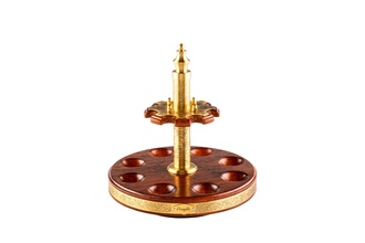 Angelo pipe stand rotatable wood/metal, brown/gold-colored 8 pcs.