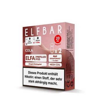 2x ELFBAR ELFA CP Prefilled Pod Cola 20mg/ml ca. 600 Züge/Pod