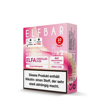 2x ELFBAR ELFA CP Prefilled Pod Strawberry Ice Cream 20mg/ml ca. 600 Züge/Pod