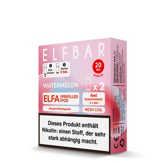 2x ELFBAR ELFA CP Prefilled Pod Watermelon 20mg/ml ca. 600 Züge/Pod