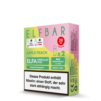 2x ELFBAR ELFA CP Prefilled Pod Apple Peach 20mg/ml ca. 600 Züge/Pod