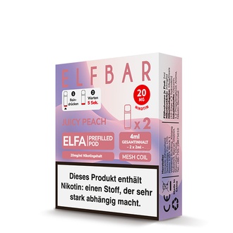 2x ELFBAR ELFA CP Prefilled Pod Juicy Peach (Peach Ice) 20mg/ml ca. 600 Züge/Pod