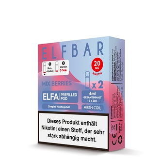 2x ELFBAR ELFA CP Prefilled Pod Mix Berries 20mg/ml ca. 600 Züge/Pod