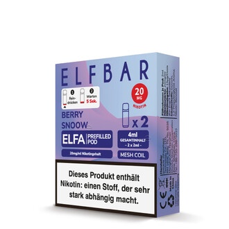 2x ELFBAR ELFA CP Prefilled Pod Berry Snoow 20mg/ml ca. 600 Züge/Pod