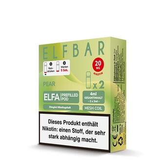 2x ELFBAR ELFA CP Prefilled Pod Pear ( Birne) 20mg/ml ca. 600 Züge/Pod