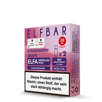 2x ELFBAR ELFA CP Prefilled Pod Strawberry Grape 20mg/ml ca. 600 Züge/Pod