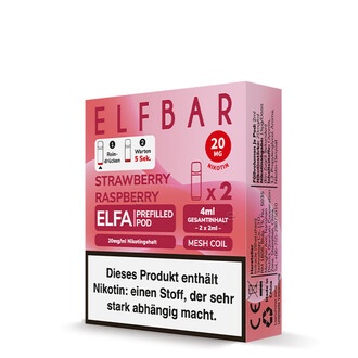 2x ELFBAR ELFA CP Prefilled Pod Strawberry Raspberry 20mg/ml ca. 600 Züge/Pod