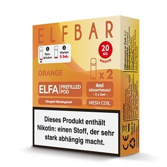 2x ELFBAR ELFA CP Prefilled Pod Orange 20mg/ml ca. 600 Züge/Pod