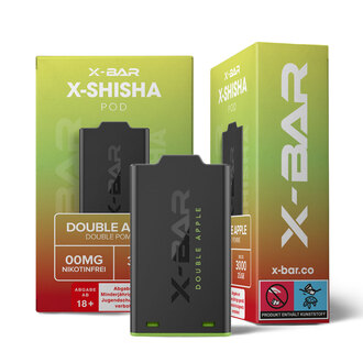 X-Bar X-Shisha Pod Double Apple nikotinfrei, bis zu 3.000 Züge