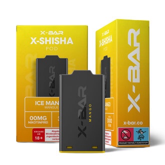 X-Bar X-Shisha Pod Ice Mango nikotinfrei, bis zu 3.000 Züge