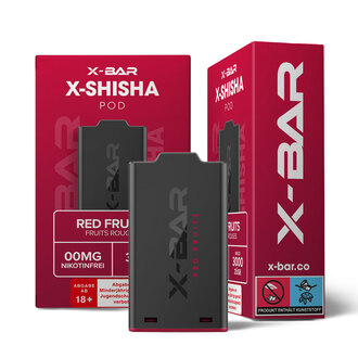 X-Bar X-Shisha Pod Red Fruits nikotinfrei, bis zu 3.000 Züge