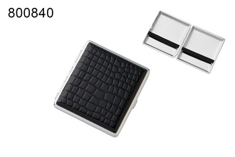 Angelo cigarette case 20, 85mm imitation leather crocodile black, rubber