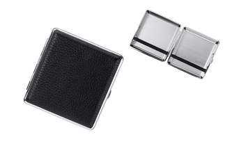 Angelo cigarette case 20pcs, 85mm nappa leather black, rubber