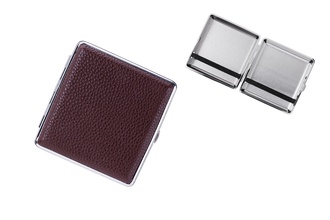 Angelo Zigaretten Etui 20er, 85mm Nappaleder braun, Gummi