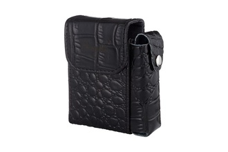 Angelo cigarette box leather schwarz, with Lighterpouch