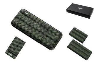 Angelo carboncigar case for 3 cigar with Money Clip Green