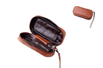 Angelo Pipebag Leather 2pcs, brown