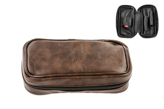 Angelo pipe bag leather imitation, brown, 2 pc