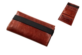 Angelo RYO Pouch Leahter red brown w. Rubber holder