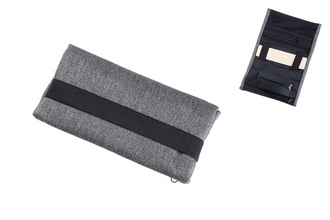 Angelo RYO Pouch cotton grey w. Rubber holder+Wood