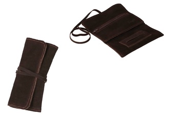 Angelo RYO Pouch suede leather Dark Brown 8x16cm