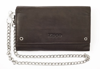 Zippo Biker wallet with chain leather, brown