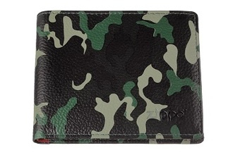 Zippo 2006030 Karten Etui Leder, grün Camouflage