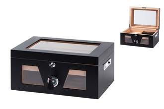 Angelo Humidor with Window Black 38x26,5x18cm