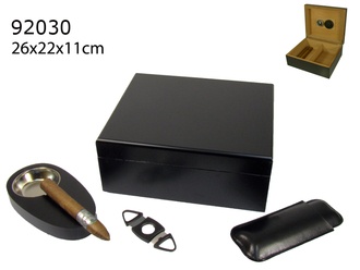 Angelo Humidor Set Schwarz 26x22x11cm