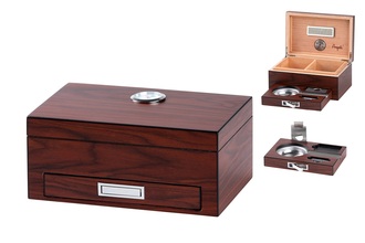 Angelo Humidor Set braun matt 20,8x13,8x9,2cm