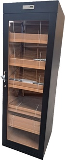 Angelo humidor cabinet black matt, with hygrometer/ashtray drawer 59.5x60x180cm