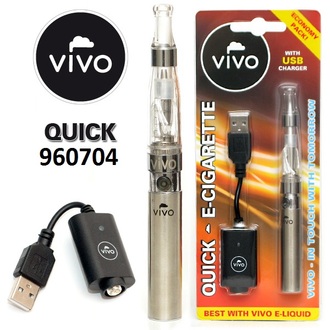 VIVO E-Zigarette Quick Silber 650mAh,USB Ladegerät