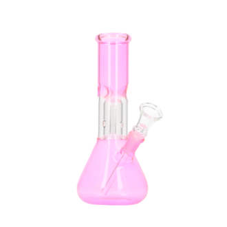 Glasbong Ice+Percolator konisch transparent pink, H. 22cm, Ø 3,7cm Glaschillum Topf fest