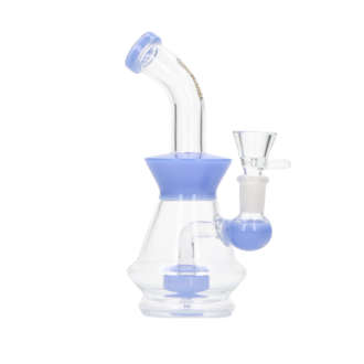 Super Heroes Glasbong transparent mit blau, H. 19,5cm, Ø 2,2cm Chillum 14,5er Schliff