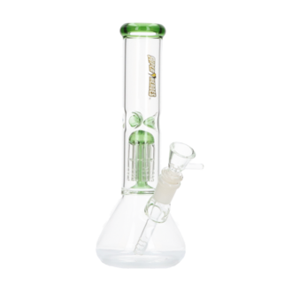 Super Heroes Glasbong Ice+Percolator konisch transparent mit grün, H. 26,2cm, Ø 4cm, Chillum 14,5er