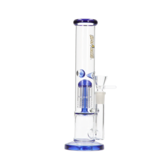 Glasbong Ice+Percolator Zylinder transparent mit blau, H. 25,8, Ø 3,8cm Glaschillum 14,5er Schliff