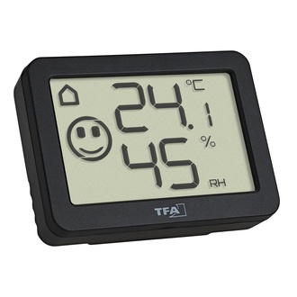 TFA Digital Hygrometer 5,5x4x1,5 cm, schwarz, mit Ständer u. Magnet, ohne Batterie