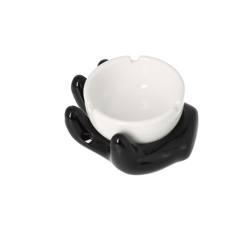 Angelo ashtray, ceramic black/ white hand, Ø 11.5cm, h. 6cm 