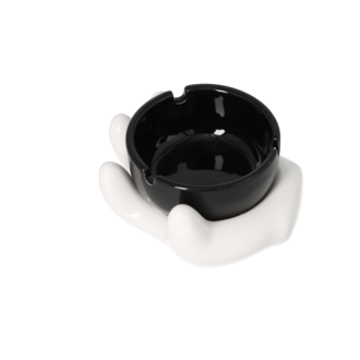 Angelo ashtray, ceramic white/black hand, Ø 11.5cm, h. 6cm