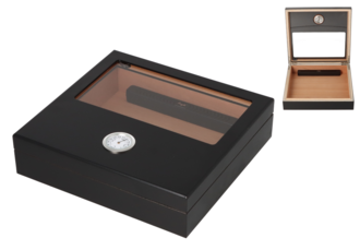 Angelo humidor black matte with window, 22,8x 21,8x 5,8cm