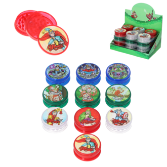 Monkey King Grinder 3pcs. plastic transparent various motifs motifs, Ø 6cm, h. 2,6cm